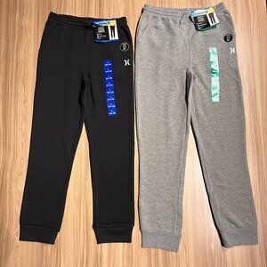 NEW Hurley Boy's Youth Fleece Joggers Black (L-14/16) and Gray (XL -18/20)